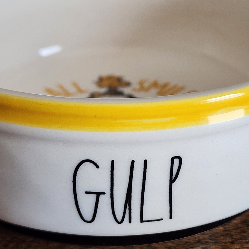 Snoopy Dog Bowl with Yellow Rim - Picture 3 of 5